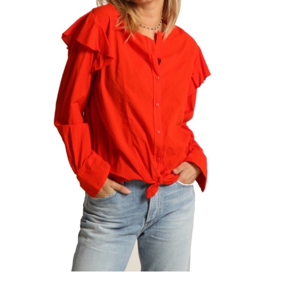 Current Elliott Ashley Ruffled Red Blouse